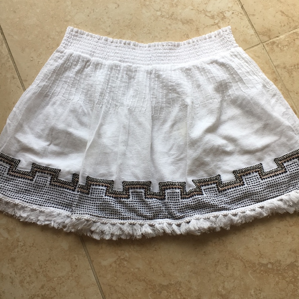 J. crew Aztec cotton skirt with tassels sz Large